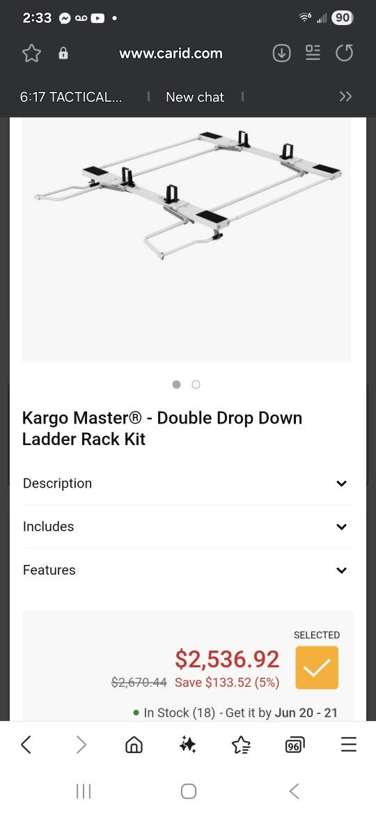 Kargo Master Drop Down Van Ladder Rack