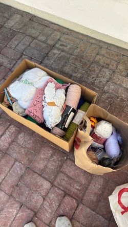 FREE Large Lot of Yarn and Knitting Supplies + champagne glasses