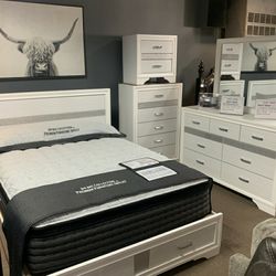 White Queen bed Set (Bed w/ Dresser and Mirror) $10 down