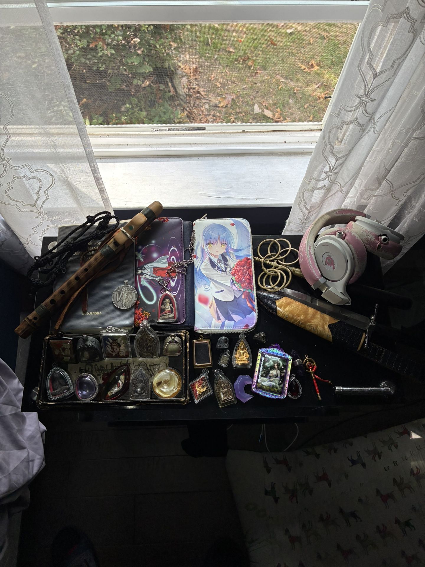 Thai Buddha Collection, Japanese Native American Flute, Dr Beats Headphones, Sword, Monk Rod, Anime Wallets Inuyasha Etc