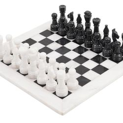 Marble Chess Set 15 Inches White and Black Handmade Chess Board Game - Best Travel Chess Set 2 Player Games - 1 Chess Board & 32 Chess Pieces - Chess 