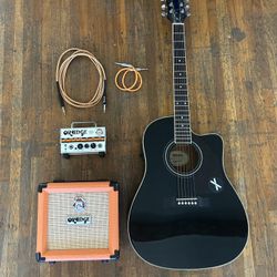 Epiphone Acoustic / Electric Guitar Set With Orange Amp & Cabinet