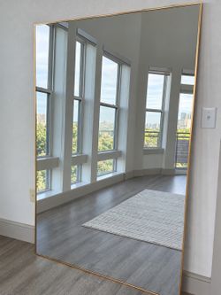 Leaning Floor Mirror Thin Brass Frame, Houston Pickup