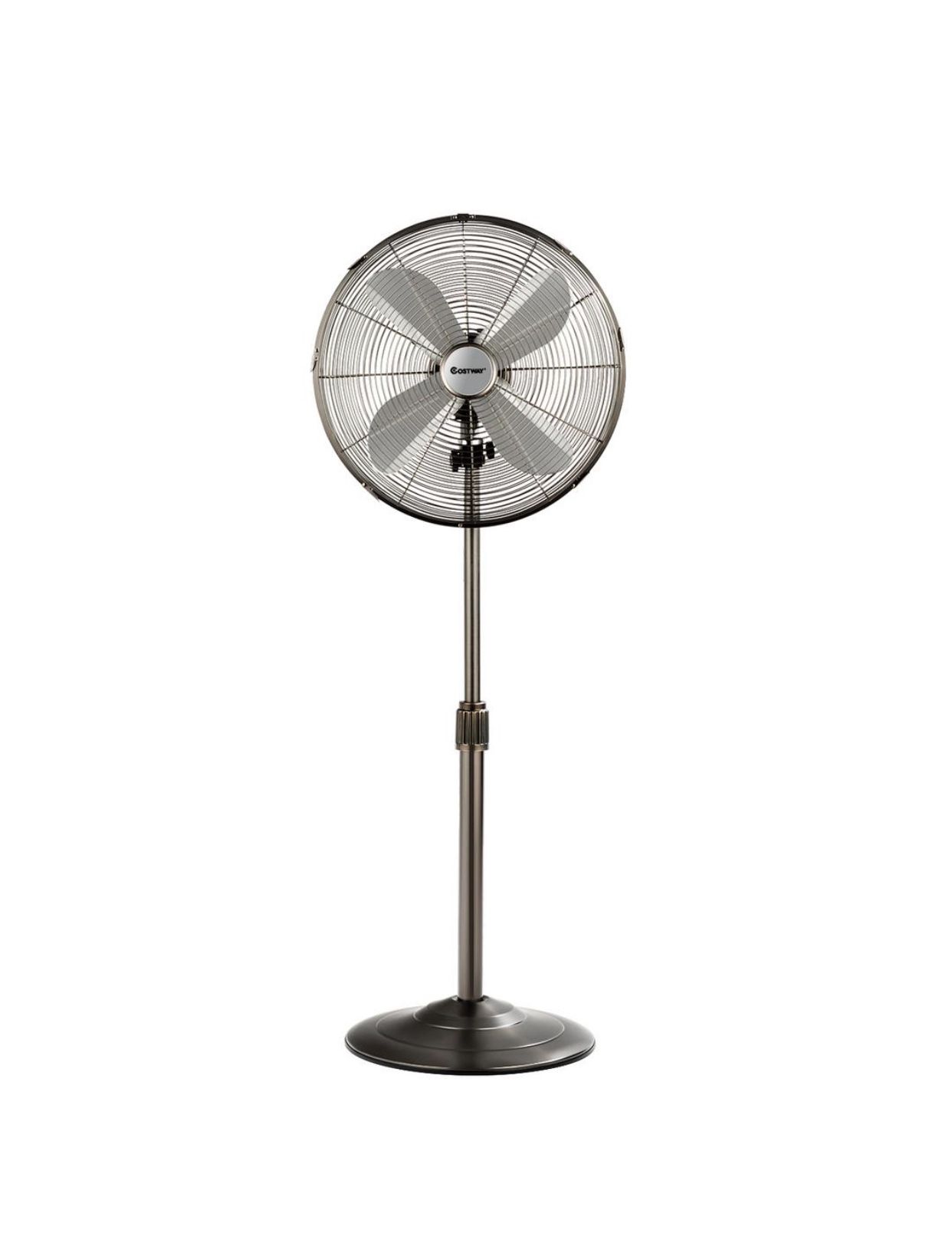 Adjustable-Height 48.5 in. Metal Oscillating Pedestal Fan 3 Wind Speed with 4 Blades Black