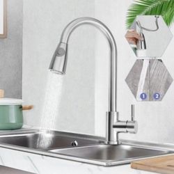 Stainless Steel Brushed Nickel 15.75 in Single Handle Kitchen Faucet 