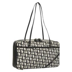 Christian Dior Trotter Canvas Shoulder Bag PVC Black White Silver