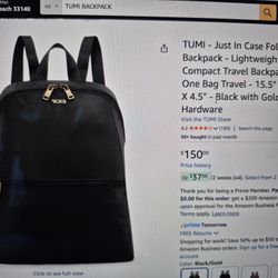 TUMI BACKPACK. LIKE NEW.HALF PRICE.