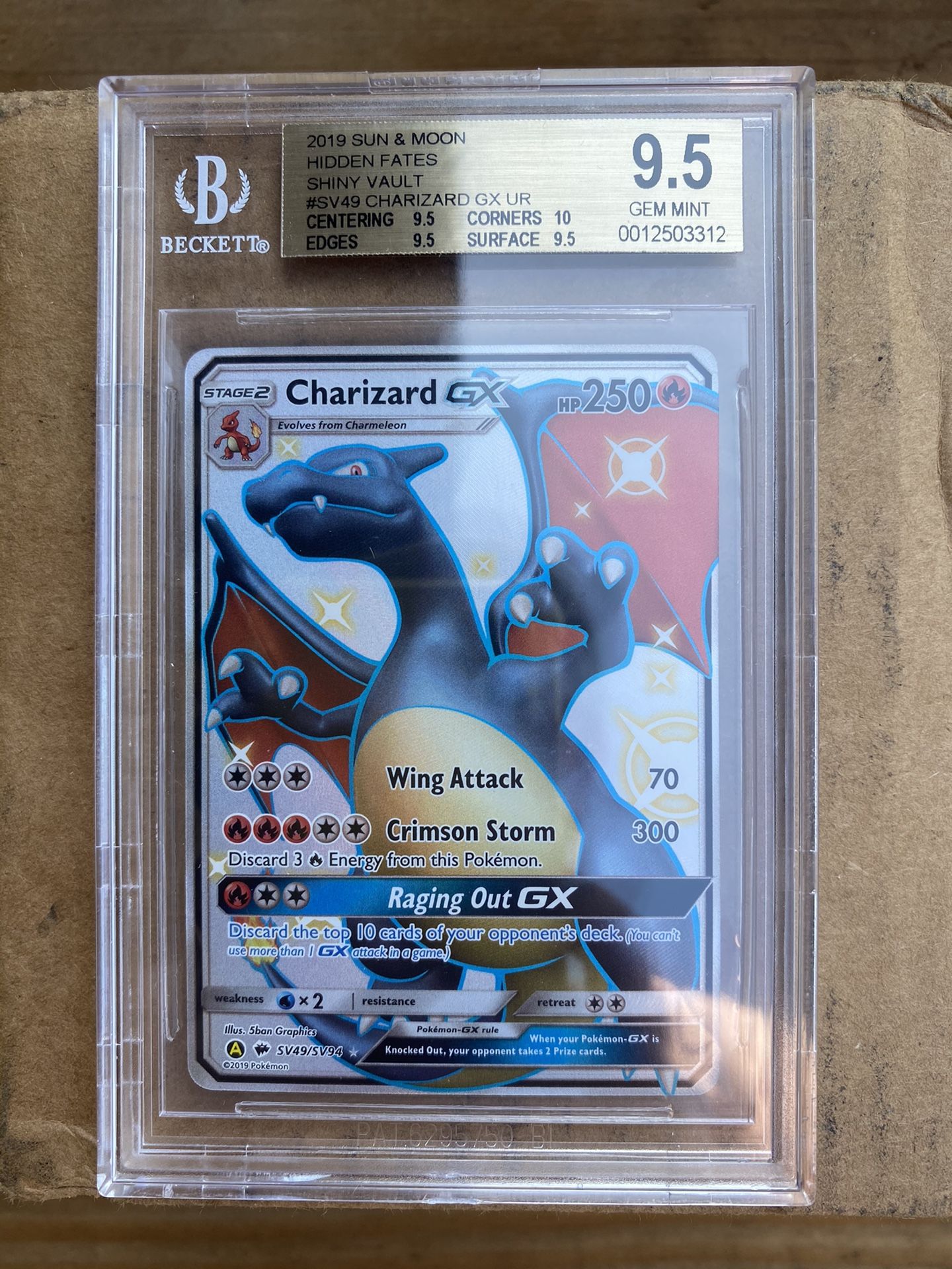 Pokemon BGS 9.5 GEM MINT Shiny Charizard GX Hidden Fates SV49/SV94