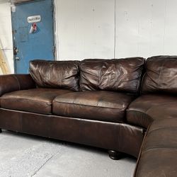 Top Grain Leather Sectional Down-Feather Bernhardt “Van Gogh” 🚚 Free Delivery