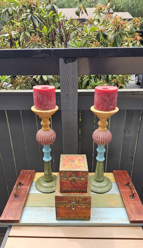 Tall Candle Stick Holders Tray And Pier Imports Treasure Boxes