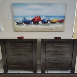 PAIR OF ASHLEY FURNITURE SOLID WOOD NIGHTSTANDS NIGHT TABLES DELIVERY AVAILABLE