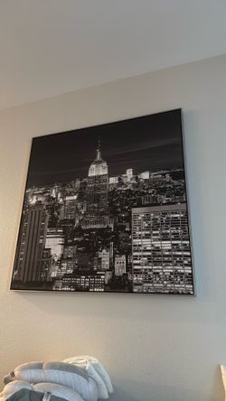 Framed Black and White New York City Skyline Wall Art