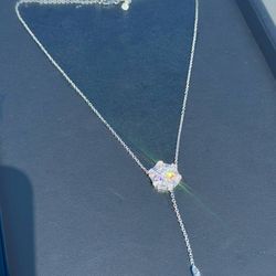 SFG 14k solid white gold 3.5CTW Natural Diamond Hexagon Necklace chain 16.5”