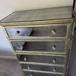Mirrored Gold Antiqued Bureau / Dresser – $150