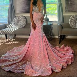 Stunning Pink Sequin Prom Dress – Showstopper Gown!