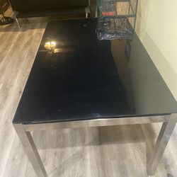 Black glass table