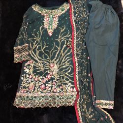 Designer Pakistani Indian Shalwar Kameez Embroidered Dress All Embroidered Duppata 