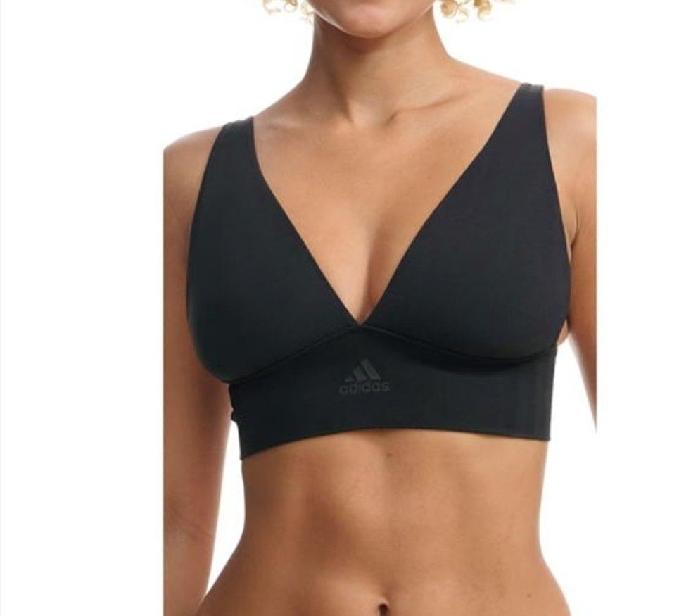 Adidas Sport Active Seamless Micro Stretch Long Line Plunge Bra  Black Small NWT