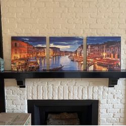 3 Piece Venice Canal Art Canvas 