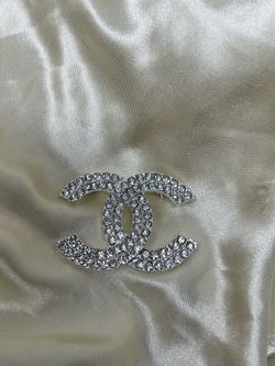 C Brooch Silver color with rhinestones / very attractive/classy