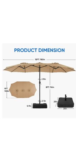 Patio umbrella 15x9 feet base included