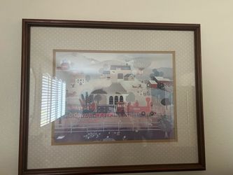 Large Framed Country Farm & Train Wall Art – Signed Print (24" x 20")