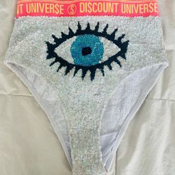 Di$count Universe | Evil BLUE Eye Sequin Bikini Bottom | US Size Large (10)