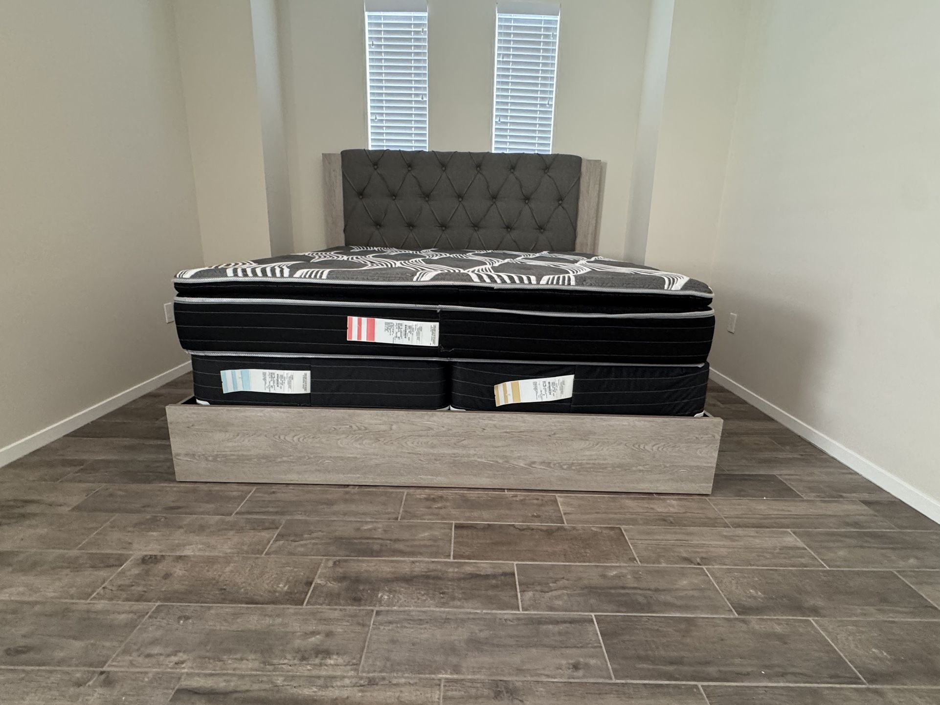 Queen Beige Bed Frame 600$