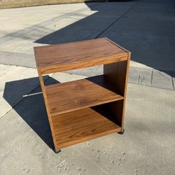 Vintage! Brown Rolling Bedside Table Cabinet