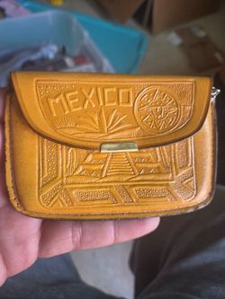 Embossed Leather Coin Purse, Mexico