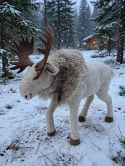 Balsam & Fir Felt Moose Figurine Standing Christmas Decoration Cabin Holiday New