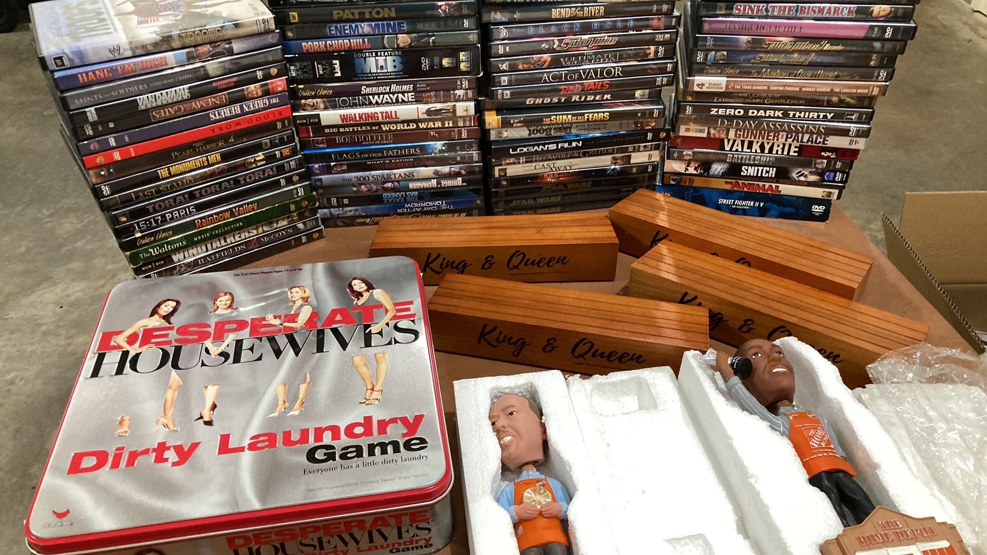 70+ DVDs, Game, Card Holders + Bobble Heads