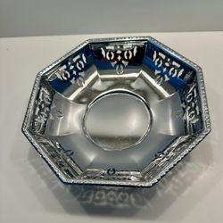 Vintage Mid-Century, Modern 8 Inch Chrome Reticulated Octagonal Basket Tray