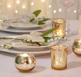 Gold Mercury Glass Votive Candle Holders 48pcs