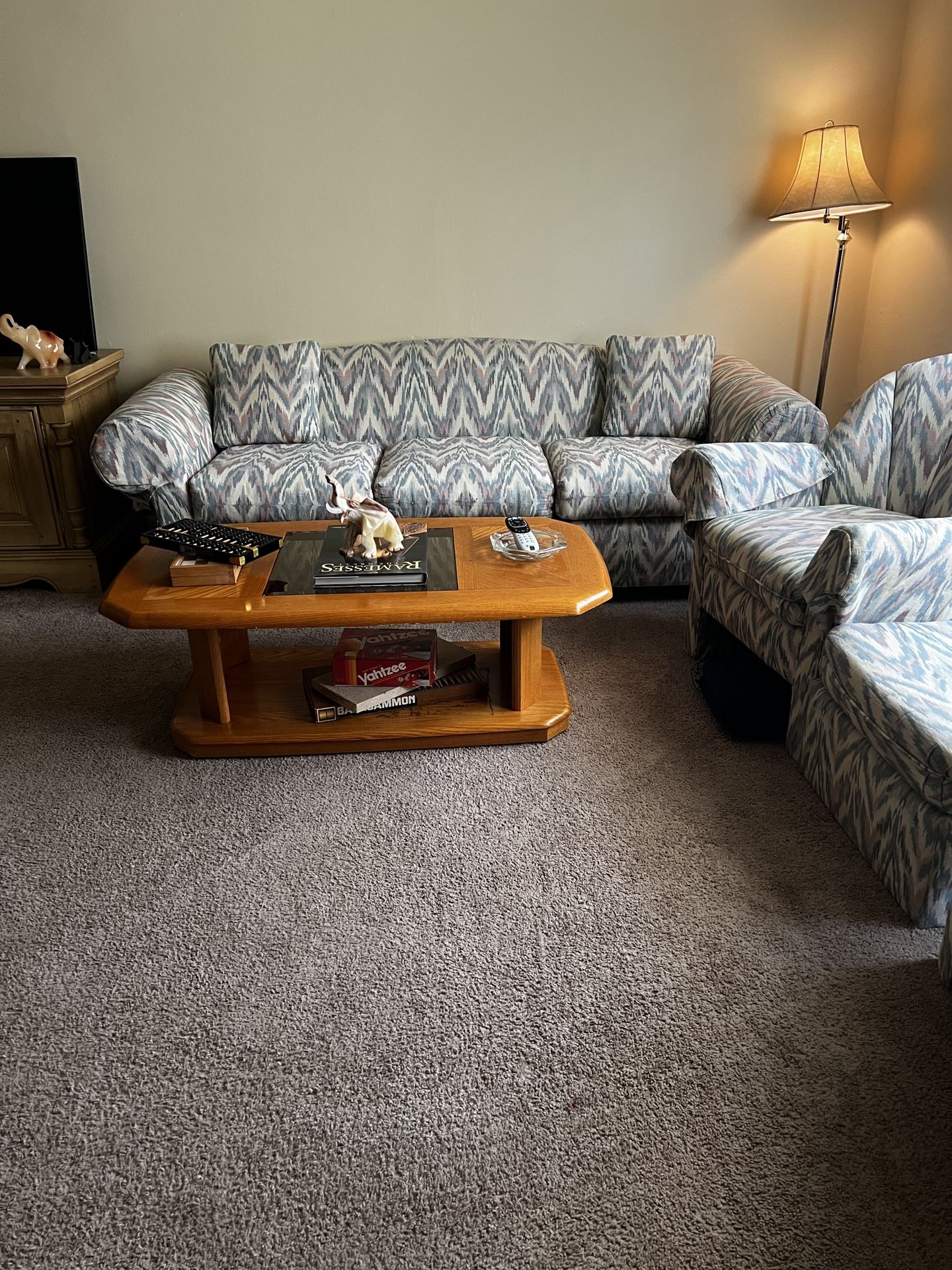 Flame Stitch Sofa & Chair Set