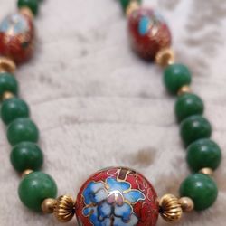 Vintage Jade Glass Cloisonne