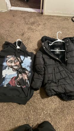 One puffer jacket and one sweater