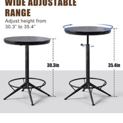 Adjustable Solid Wood Bar Table / Coffee Table – 23.7” Round 