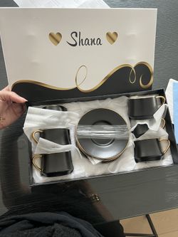 6 Cup And Saucer Espresso Coffee Set