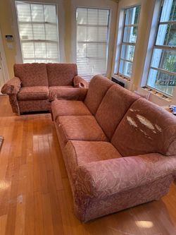 Ethan Allen Sofa & Loveseat Set – Solid Wood (Reupholstery Project)