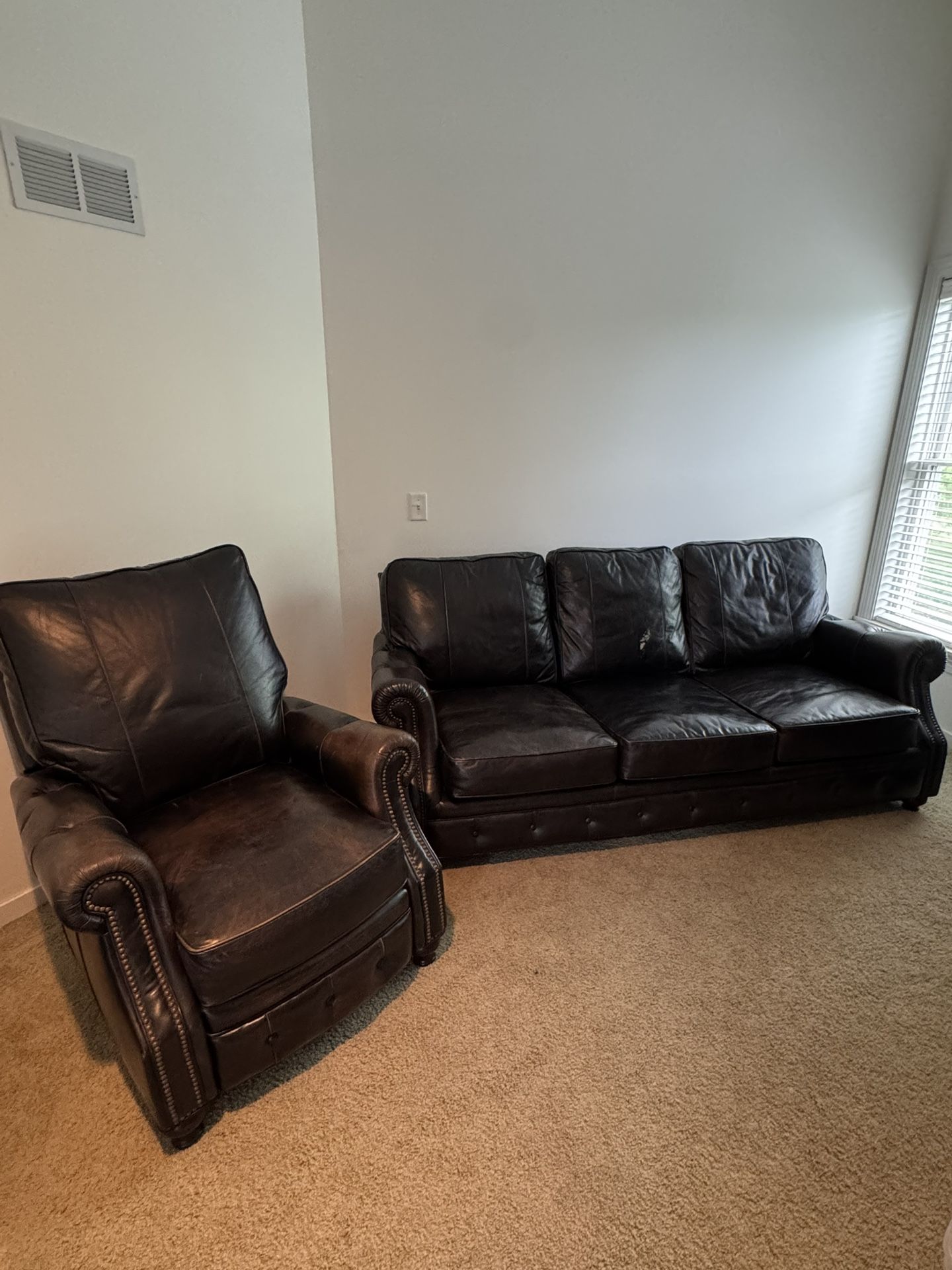 Genuine Leather Couch and Chair