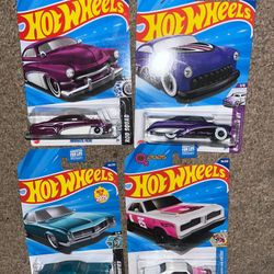 HIT WHEELS LOT OF FOUR NEW HTF MERCURY PURLLE PASSION
