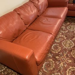 Terracotta Leather Couch and Love Seat No pets and smoke free home