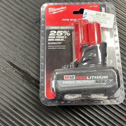 Milwaukee Battery Brand New M12.  5.0 Red Lithium