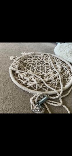 Cream Macramé Hanging Swing Chair – $35
