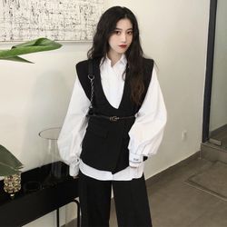 Show thin fold wear shirt vest two pieces