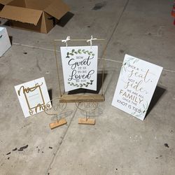 Gold Accent Wedding Sign Decor Set