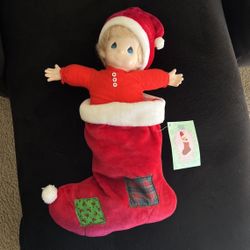 Vintage Precious Moments Christmas Nicholas Doll Stocking – Excellent Condition