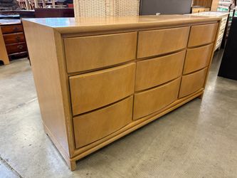Vintage Wooden 9 Drawer Dresser with Finger Pulls