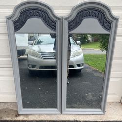 Pair of Gray Vanity Mirrors 